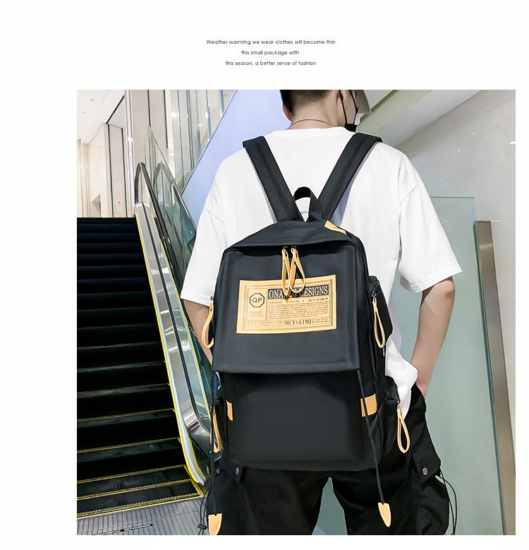Canvas backpack large capacity travel computer men's backpack couple collegiate style female high school college student school bag_voghion.com