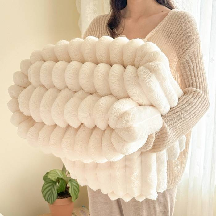 Popüler kalınlaştırılmış tavşan peluş uyku battaniyesi flanel süt polar battaniye 4,8 cm genişliğinde klima battaniyesi_voghion.com