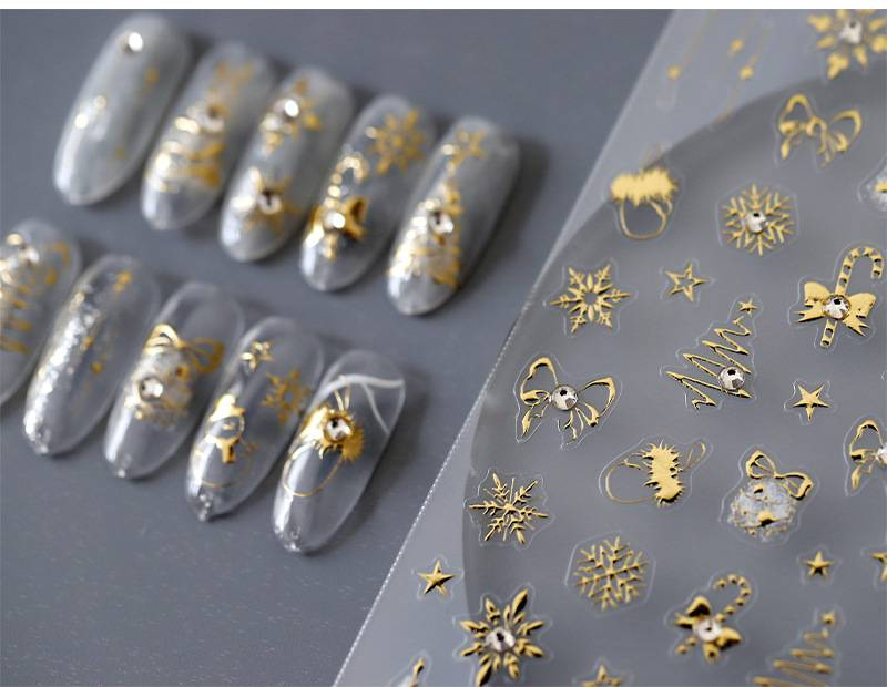 Eisen Neue handwerk dreidimensionale Weihnachten bogen nagel aufkleber geprägt zurück kleber nagel aufkleber_voghion.com