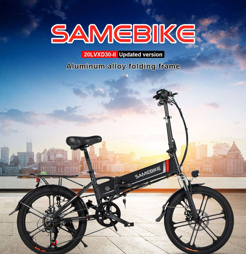 SAMEBIKE 20LVXD30-II Elcykel 20" Sammenklappelig El-knallertcykel 350W Motor 48V 10Ah batteri_voghion.com