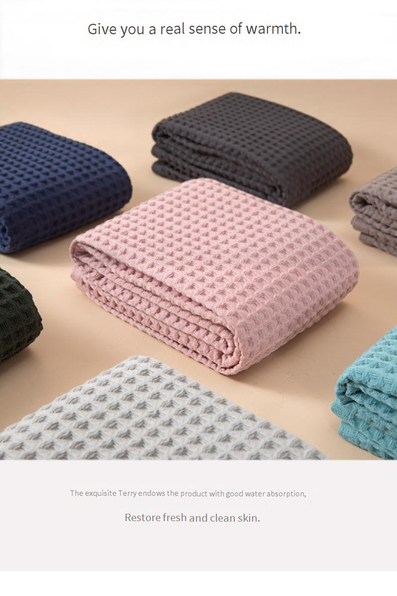 Waffle Weave Cotton Bath Towel - Large 70x140cm Ultra Soft & Highly Absorbent (Honeycomb Texture Quick-Dry Luxury Hotel Grade)_voghion.com