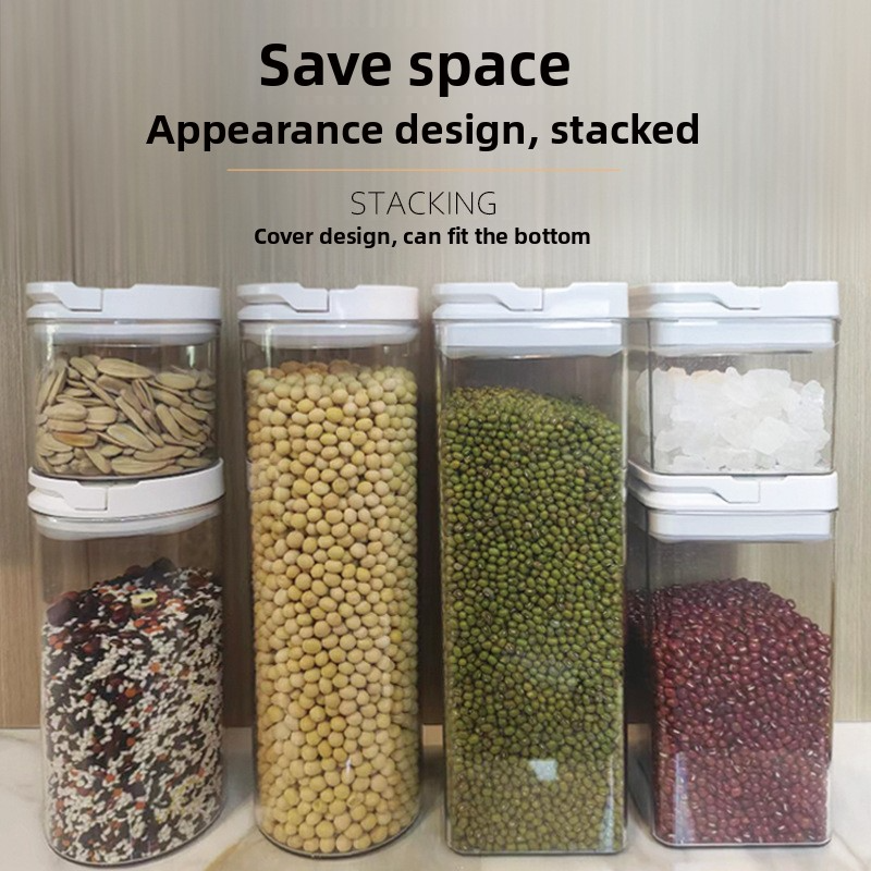 Airtight Food Storage Containers - Kitchen Pantry Organizers For Grains Snacks & Tea (Set Of 6 BPA-Free Plastic)_voghion.com