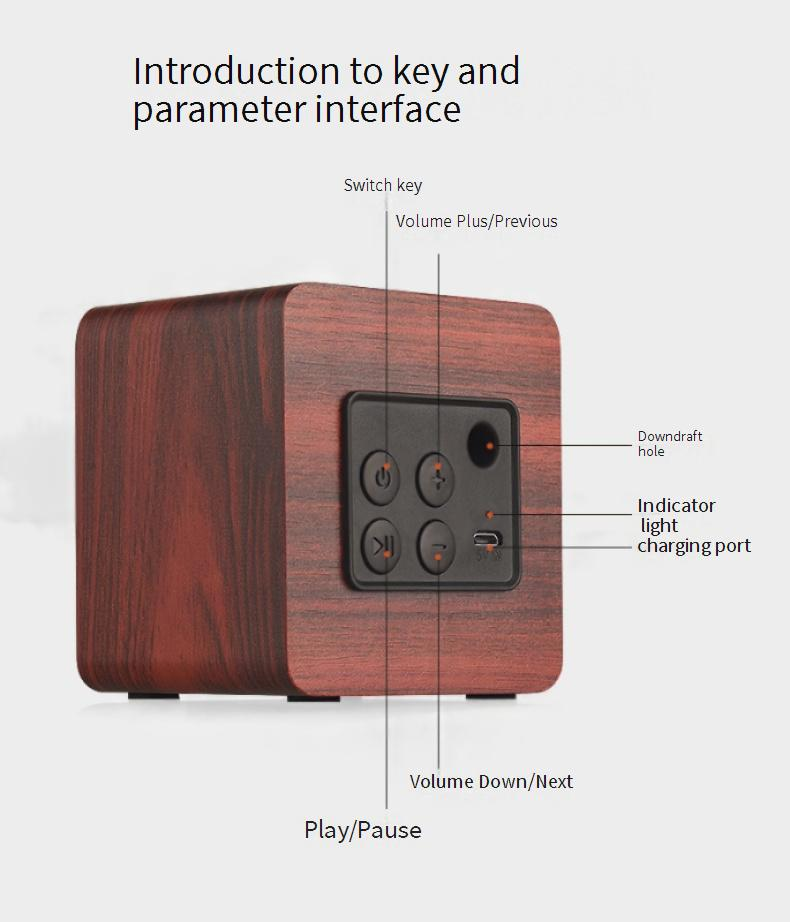 Enceinte Bluetooth en bois Q1 - Mini enceinte portable avec basses puissantes (cadeau idéal, compatible téléphone, usage domestique et en voyage)_voghion.com
