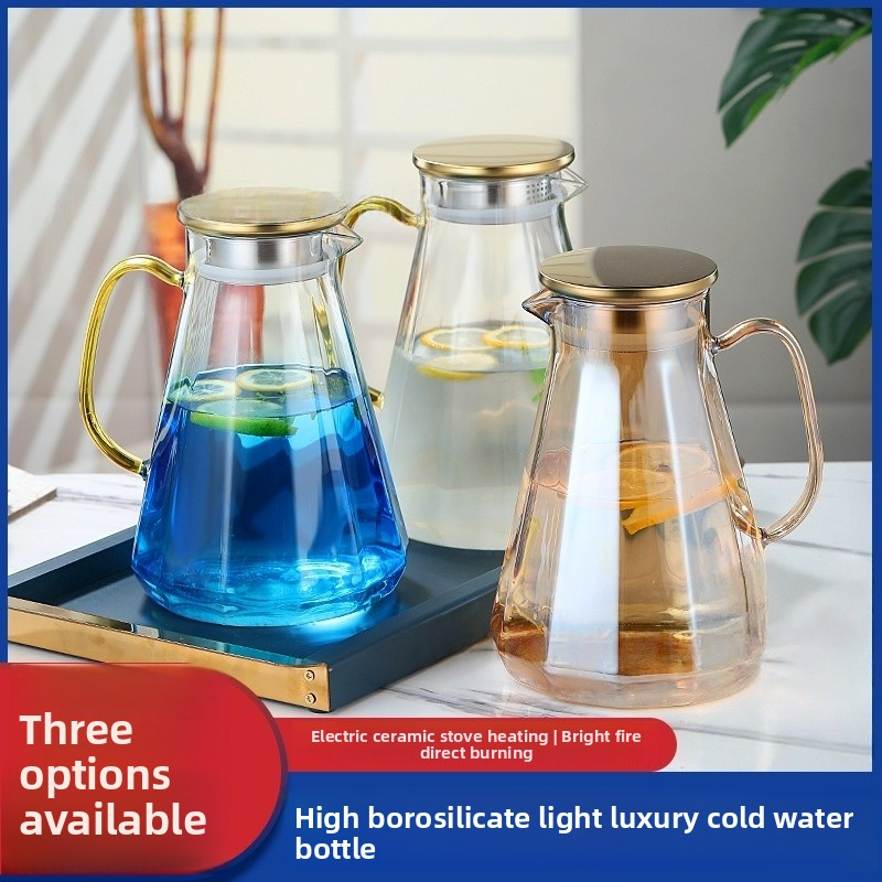 Set di brocche per acqua in vetro nordico (brocca da 1500 ml + tazza da 300 ml) – Caraffa in borosilicato spesso con colori sfumati, infrangibile e resistente al calore_voghion.com