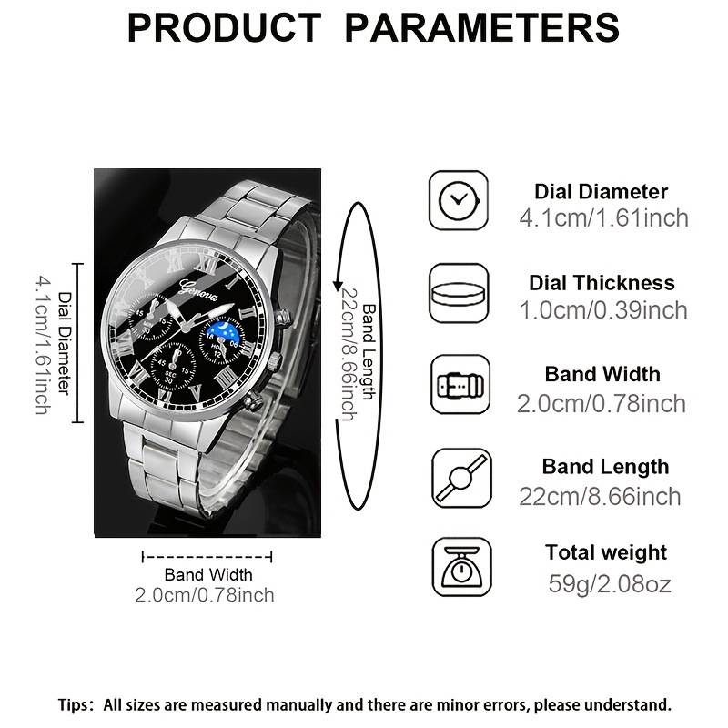 Orologio da uomo in lega a tre quadranti - Cinturino in acciaio inossidabile, stile business e casual, resistente all'acqua_voghion.com