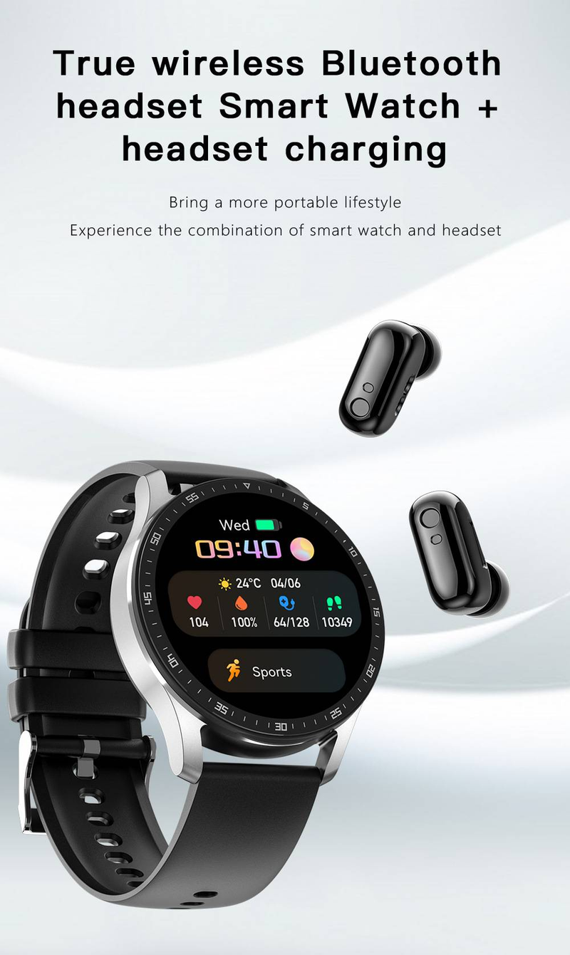 Smartwatch mit Ohrhörern, 2-in-1-integrierter TWS-Wireless-BT5.0-Kopfhörer, Fitness-Sport-Gesundheitsmonitor, Schwarz_voghion.com
