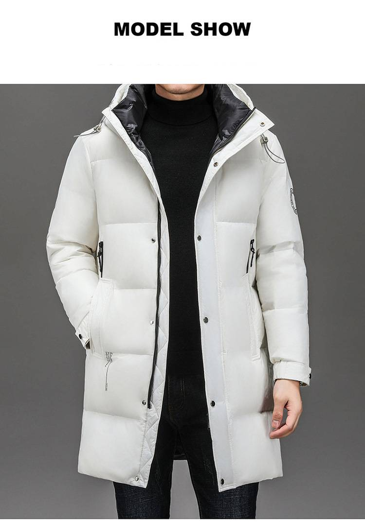 Herrenbekleidung: Hochwertiger weißer Gänsedaunen-Parka mit Kapuze für Herren – winddicht, knitterfrei, 800er Füllkraft, lockere Passform, Winterwärme_voghion.com