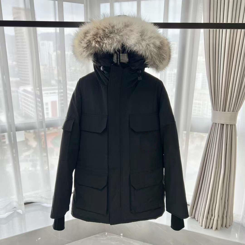 Herrenbekleidung Premium Expedition Parka mit echtem Wolfspelzbesatz – Wasserdichter Wintermantel für Männer und Frauen, ultrawarme Entendaunenjacke_voghion.com