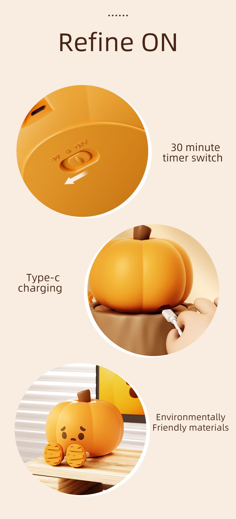 Halloween Decoration LED Rechargeable Pumpkin Lantern With Three-speed Adjustable Hanging Foot Doll Pumpkin_voghion.com