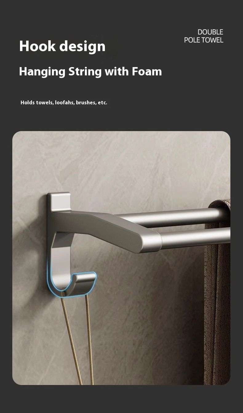 Portasciugamani senza foratura color canna di fucile e bianco crema - Alluminio spaziato a doppia asta per impieghi gravosi (carico 30 kg, elemento essenziale per il bagno moderno e antiruggine)_voghion.com