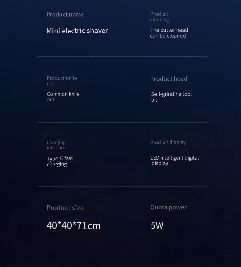 2211 Elektrorasierer mit LCD-Display für Männer – tragbarer, reisefreundlicher, wasserdichter Rasierer mit 6 Klingen/Schleiffolie_voghion.com