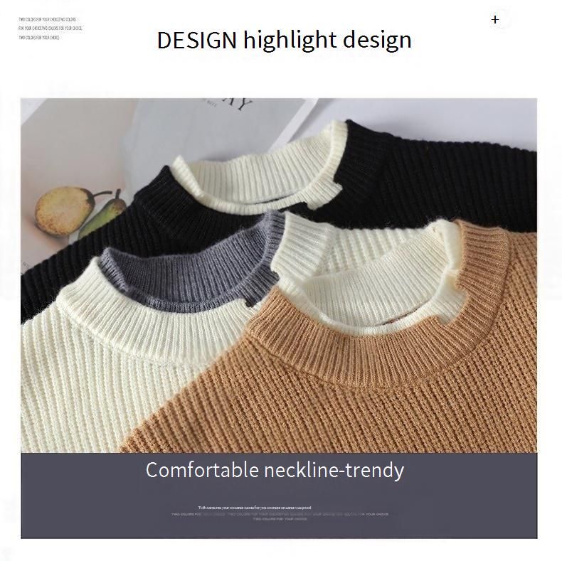 Pull en maille color-block pour homme - Pull d'hiver décontracté à col rond, coupe ample et épaisse avec empiècements contrastés tendance_voghion.com