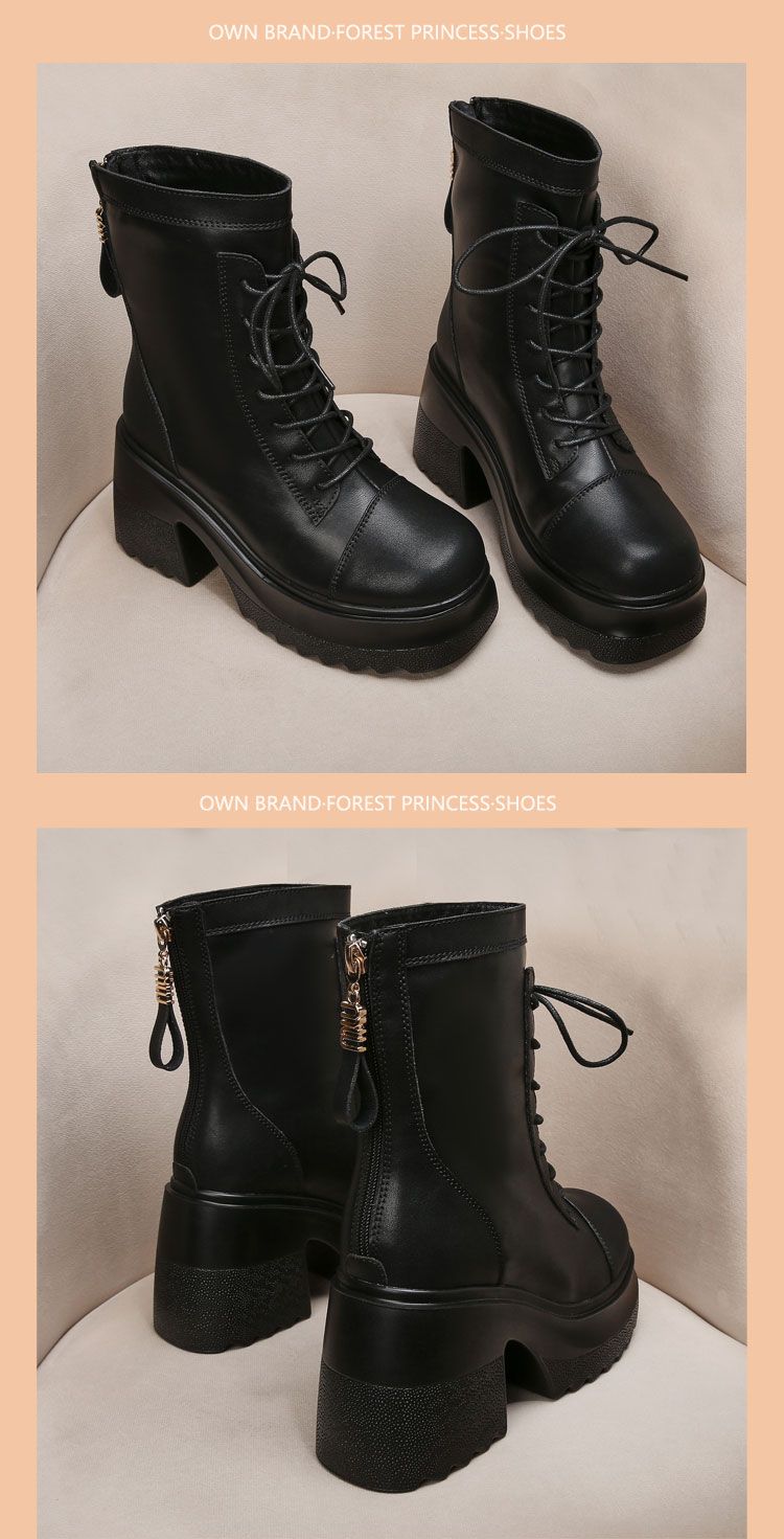 【9.5cm Heel Lift】Women's Faux Fur Martens 25 Winter New Arrival Versatile Thick Soles Mid-Calf Elastic Boots_voghion.com