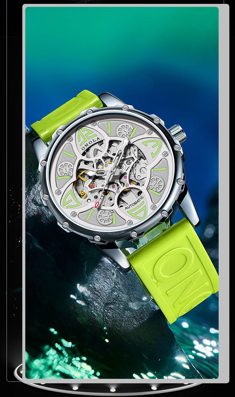 Men's Watch ONOLA Fashion High-quality Hollow Full-automatic Nical Watches Men Waterproof Silicon Tape Wristwatch_voghion.com