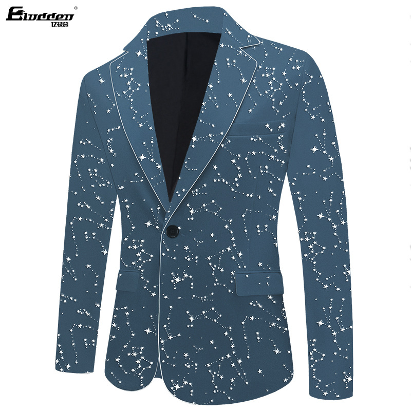 CT Velvet Gold Foil Trim Suit For Singers, Hosts, Choir MCs, Stage Performance Tuxedos_voghion.com