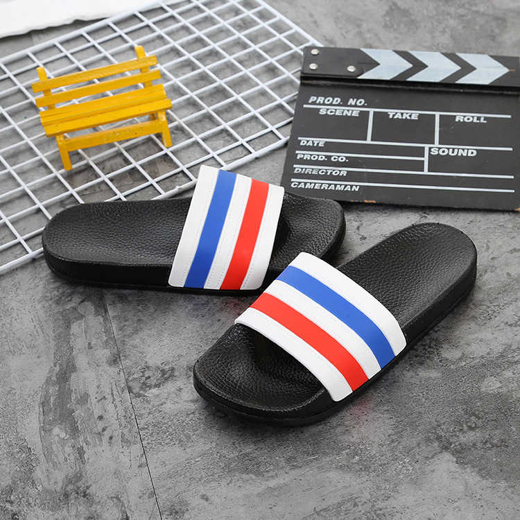 Summer Striped Home Non-slip Slippers Women's Indoor Flip Flops New Fashion three-bar sandals factory direct sales_voghion.com