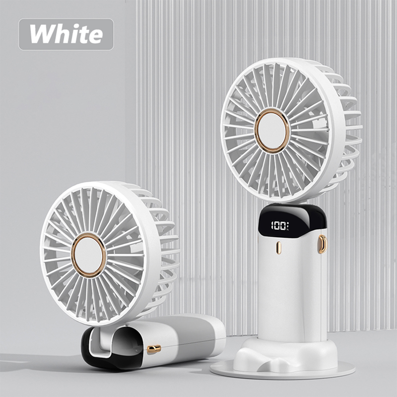 1 db 3000 mAh-s kézi ventilátor nyakpántos LED-es valós idejű kijelzővel, állítható 5 sebességgel, összecsukható, hűtéses, újratölthető, ultra csendes asztali ventilátor nyárra_voghion.com