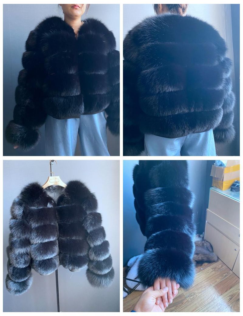 Luxury Fox Fur Coat Women's Winter Fashion Outerwear Short Jacket With Natural Fox Fur Trim, Elegant And Warm, Multiple Colors Available_voghion.com