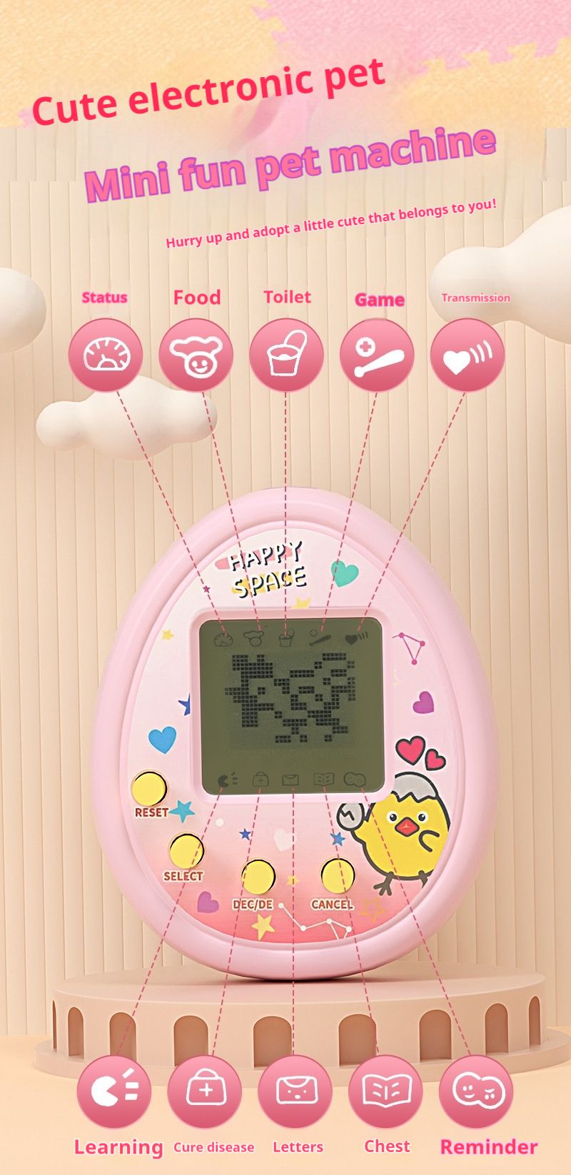 Toy Electronic Pet New Keychain Pendant Nostalgic Animal Breeding Game Machine_voghion.com