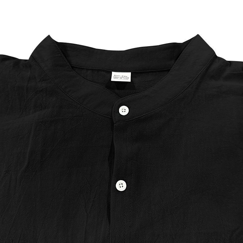 Abbigliamento da uomo, camicia con bottoni in lino, pantaloncini a maniche lunghe, cardigan casual, completo da spiaggia ampio_voghion.com