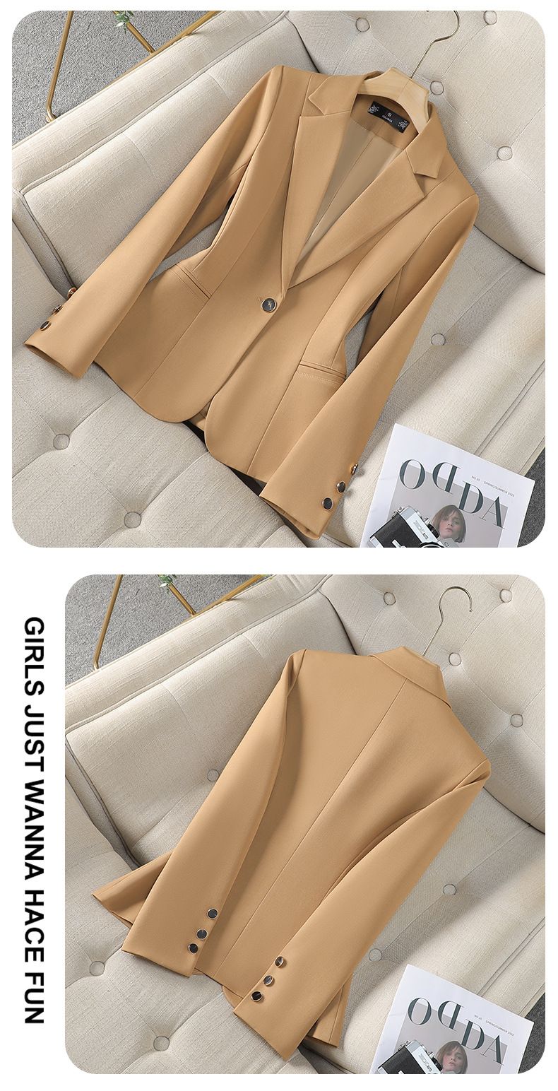 Roupas femininas Preto pequeno terno jaqueta feminina primavera e outono temperamento moda todos combinam lazer deslocamento senhoras roupas de trabalho_voghion.com