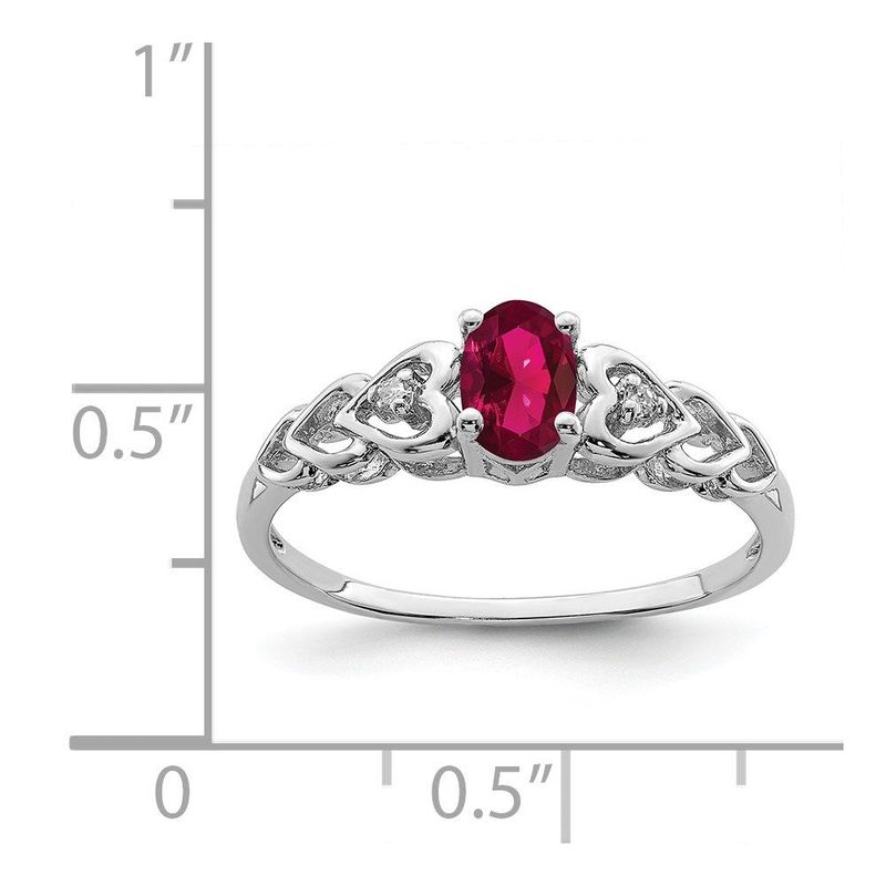 Sterling Silver Rhodium-plated Created Ruby & Diam. Ring_voghion.com