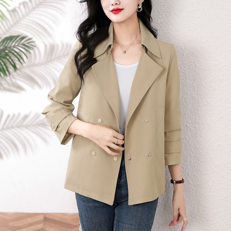 Fortschrittliche, khakifarbene, kurze, lässige Windjacke für Damen, neue, lockere und vielseitige kleine, dünne Jacke für den Herbst_voghion.com