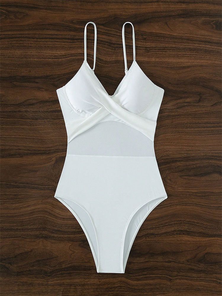 Dameskleding Strand Eendelig Badpak Mesh Sling Buikbedekking Conservatief_voghion.com