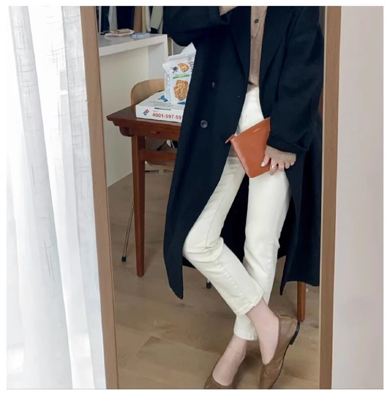 Yllekappa för kvinnor på vintern, förtjockad Hepburn-stil, extra lång, ankellängd, knälång, lös och trendig yllekappa_voghion.com