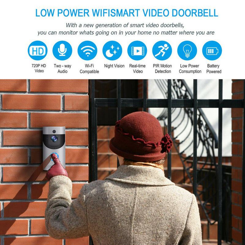 720P HD Smart Home Drahtlose WIFI türklingel Kamera Sicherheit Video Gegensprechanlage IR Nachtsicht AC Batterie Betrieben Haus_voghion.com