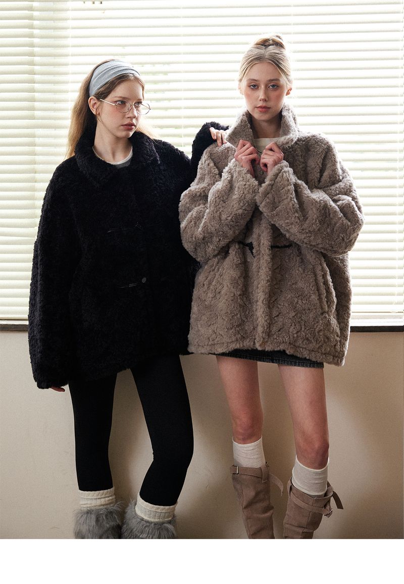 Beikastudios Sobekka American Style Shearling With Turn-Down Collar, Casual Thickened Fur Coat_voghion.com