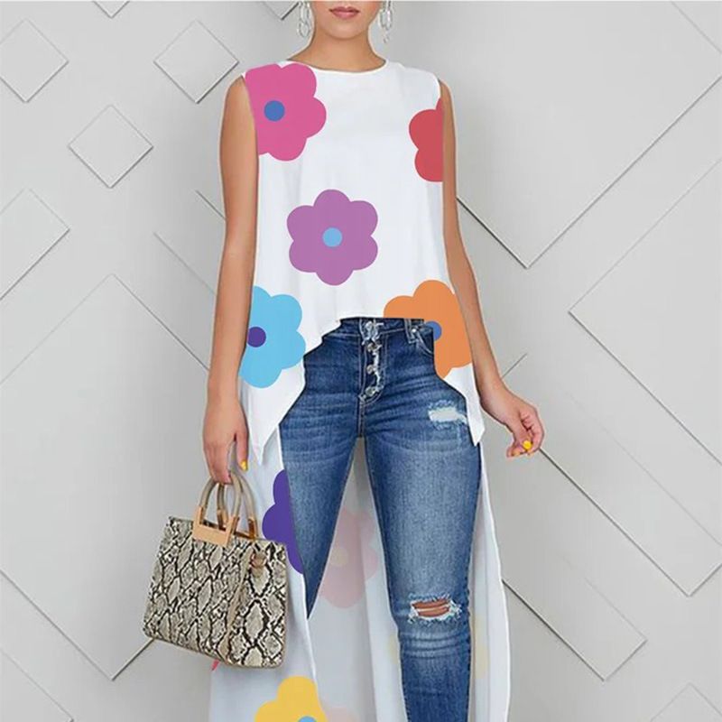 Women's Clothing Women's daily casual pattern fashion sleeveless shirt_voghion.com