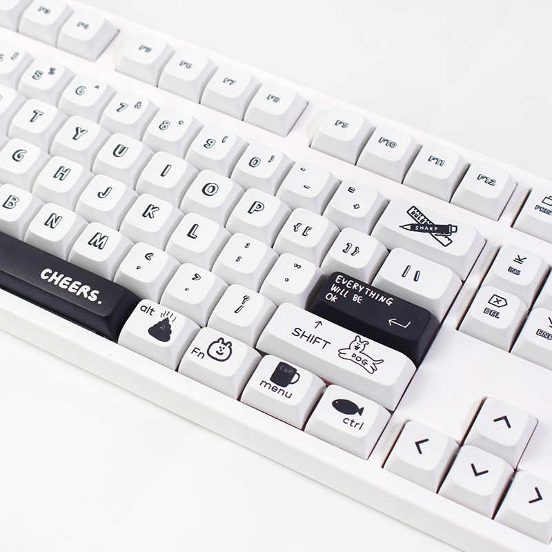 Black Cartoon XDA Mechanical Keyboard Personalized Cute Keycap Heat Upgraded PBT Accepts Customization_voghion.com