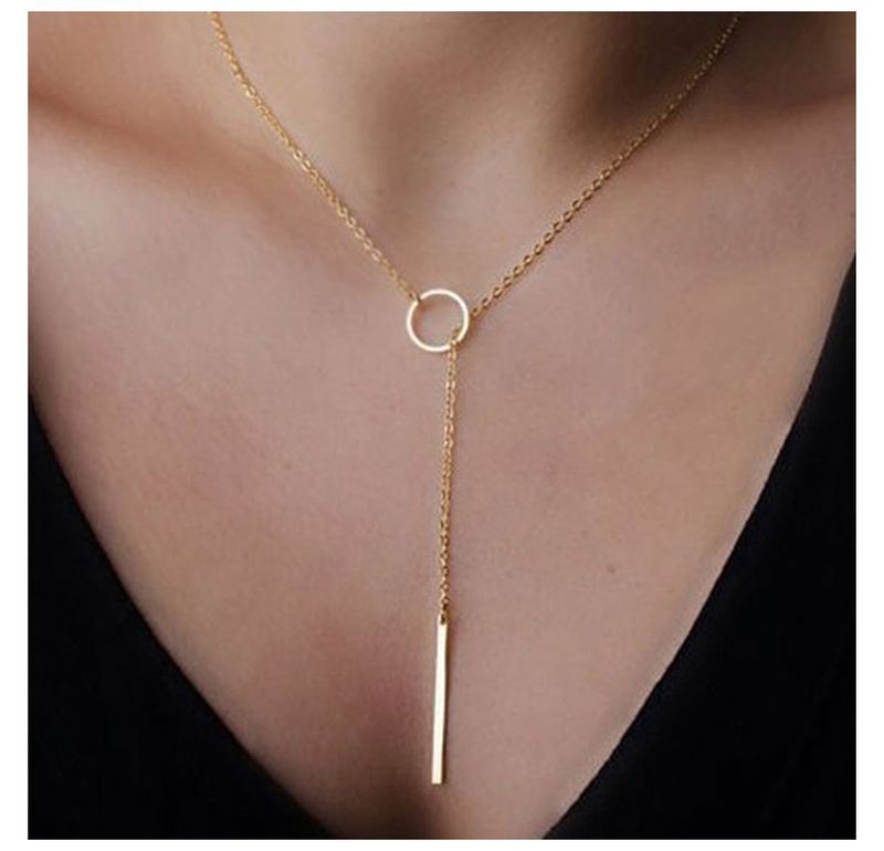 Heiße Verkäufe Minimalistischen Runde Stick Anhänger Für Frauen Perle Schlüsselbein Halskette Blätter Lange Kette Mode Schmuck Erklärung_voghion.com