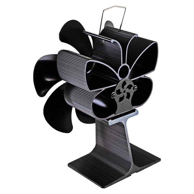 Wärmebetriebener Ofenventilator aus Aluminium —— Ein umweltfreundlicher, effizienter und stilvoller Begleiter für die Heizung Ihres Zuhauses, ausgestattet mit einem 6-Blatt-Ventilatorblatt im Schmetterlingsstil_voghion.com