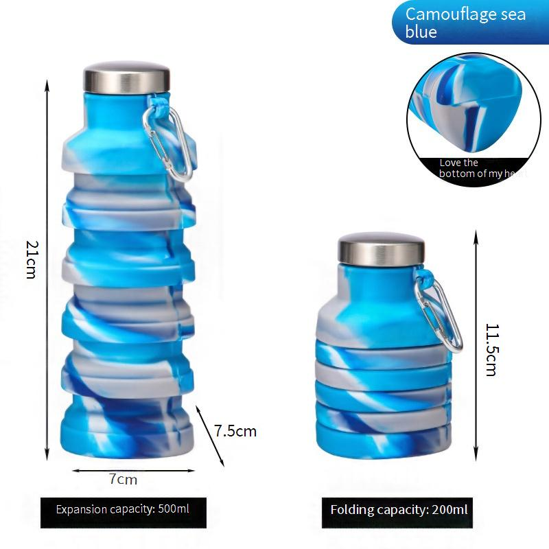 Borraccia pieghevole a forma di cuore da 500 ml - Tazza da viaggio in silicone a prova di perdite per palestra all'aperto ed escursionismo, borraccia sportiva pieghevole portatile_voghion.com