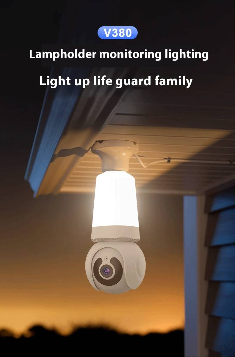 Cámara de seguridad con bombilla Q26: monitor inteligente inalámbrico WiFi de 360° para interiores con acceso remoto por teléfono._voghion.com