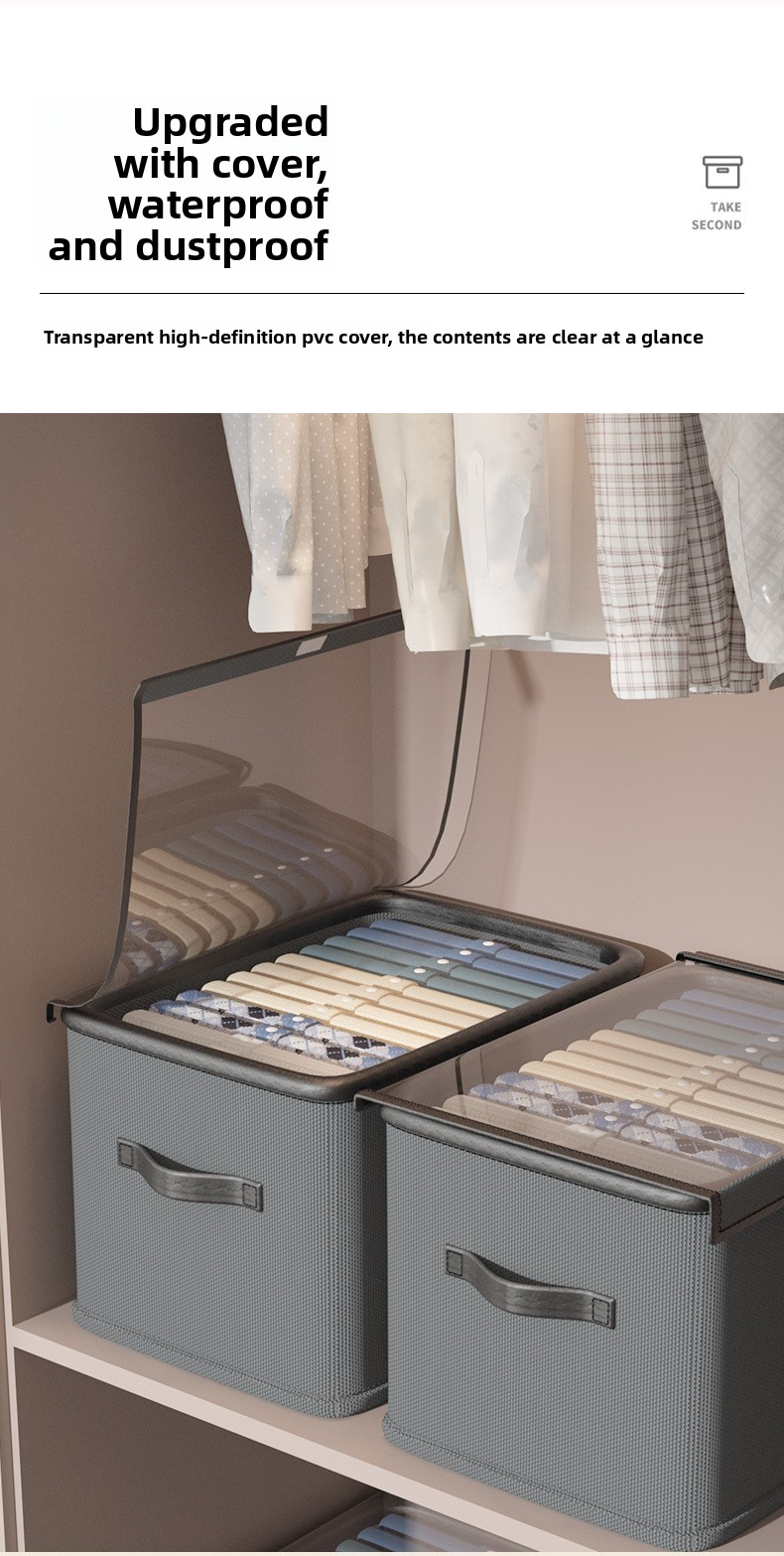 Contenitore pieghevole per vestiti - Organizzatore multiuso per cassetti con copertura antipolvere per organizzare armadi e guardaroba_voghion.com