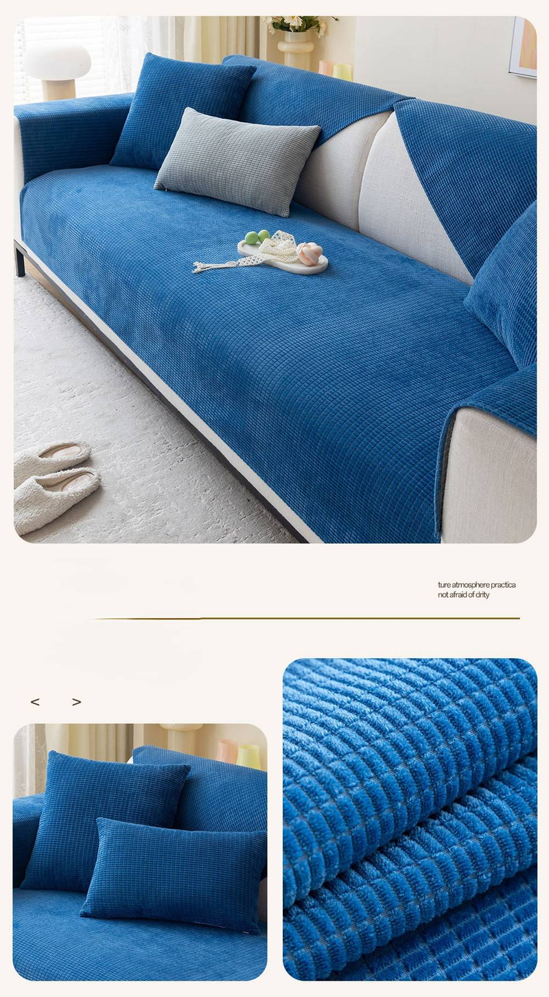 Waterproof Corn Grain Sofa Cushion 2025 New Four Seasons Universal Anti Slip Anti Cat Scratching Cushion Solid Color Sofa Cover_voghion.com