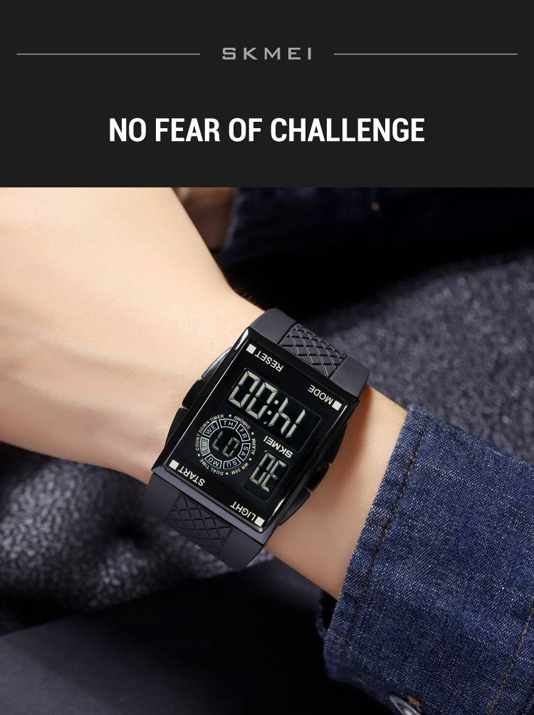 SKMEI 1967 Digital Sports Watch: Square Case, 30M Waterproof, Dual Time, Countdown, Alarm, LED Light, 12/24H Format, Fashion Street Style._voghion.com