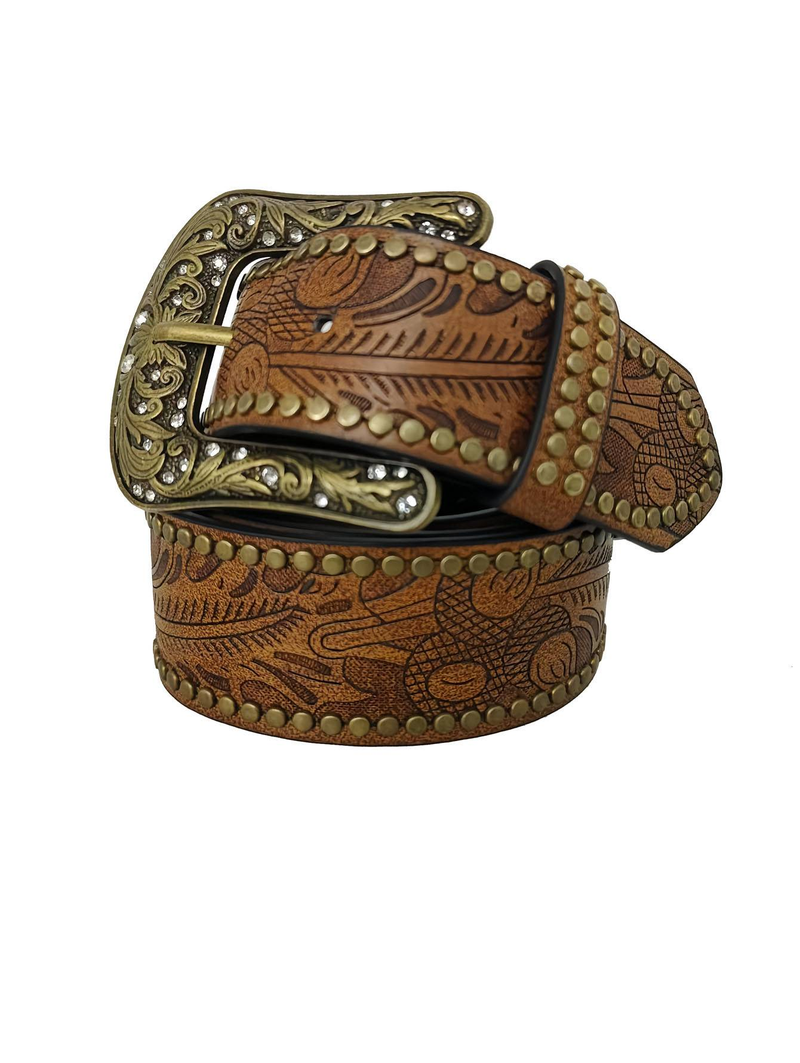 Western-Gürtel aus graviertem Leder – verstellbarer Bund im Vintage-Cowboy-Stil für Jeans und Boho-Outfits_voghion.com
