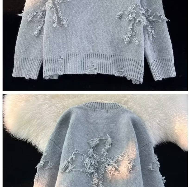 Herrenbekleidung Herren-Strickpullover im Used-Look – High Street Vintage-Pullover mit Rundhalsausschnitt für Teenager und junge Erwachsene (im amerikanischen und japanischen Retro-Stil)_voghion.com