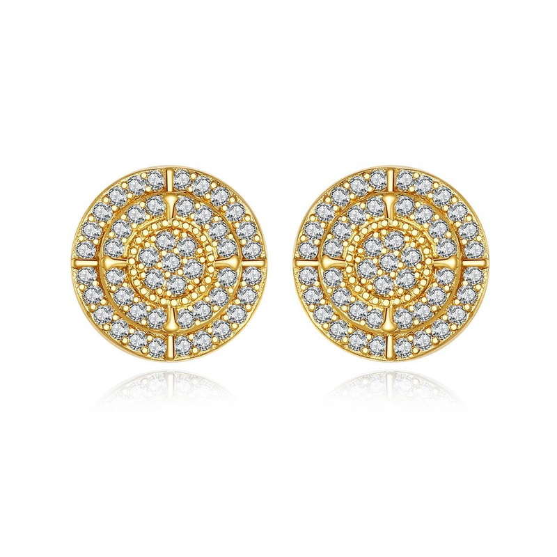 Women's Jewelry Elegant Round Zircon Stud Earrings In Gold & Rhodium Plated Geometric Design For Everyday Wear Simple Personality Round Earrings_voghion.com