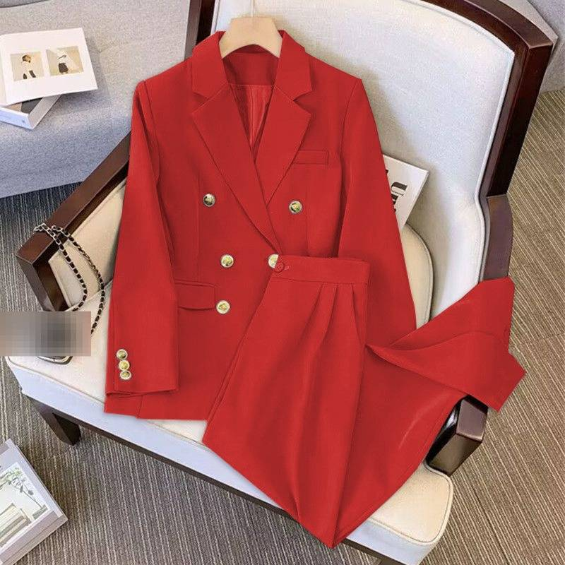 Elegant Plus Size Women's Blazer Suit Set - Stylish Loose Fit Office Wear With Classic Lapel & Button Detail (Multiple Colors/Sizes)_voghion.com