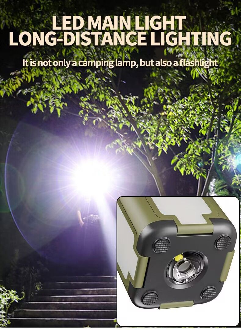 Portable Solar Camping Lantern With 2000mAh Battery - 4-Leaf Foldable LED Light For Outdoor, Emergency & Nighttime Ambiance_voghion.com