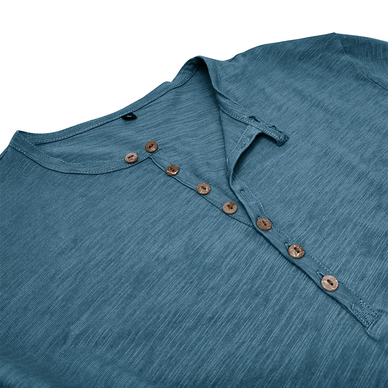 2023 Autunno/Inverno Nuova T-shirt a maniche lunghe da uomo all'aperto Camicia in cotone misto di bambù Top Henry_voghion.com