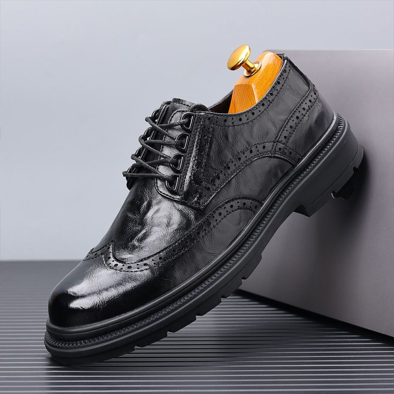 Scarpe da sposo da sposa con rialzo, stile casual britannico, traspiranti, formali, in pelle, da uomo, modello Euro Step_voghion.com