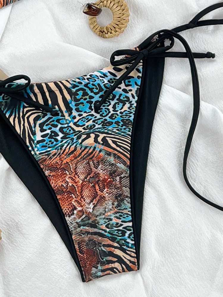 GraceChic 2025 Nouveau maillot de bain deux pièces à imprimé léopard européen et américain pour femmes, bikini de plage haut de gamme, cravate spa_voghion.com
