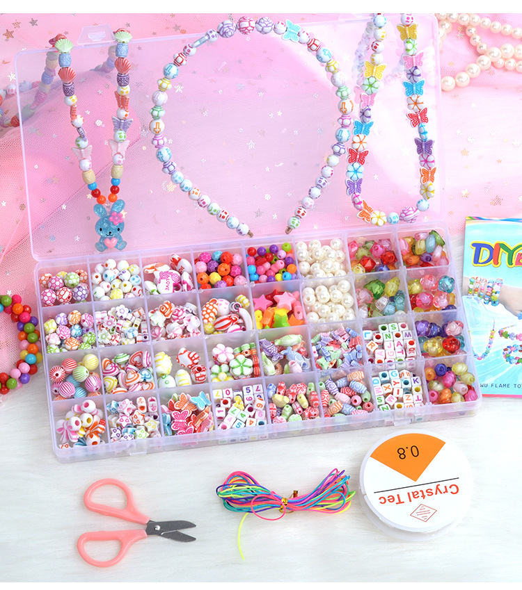 Jouets pour enfants en perles, 32 grilles, bracelet de perles fait main, jouets éducatifs pour filles, perles de correction d'amblyopie_voghion.com