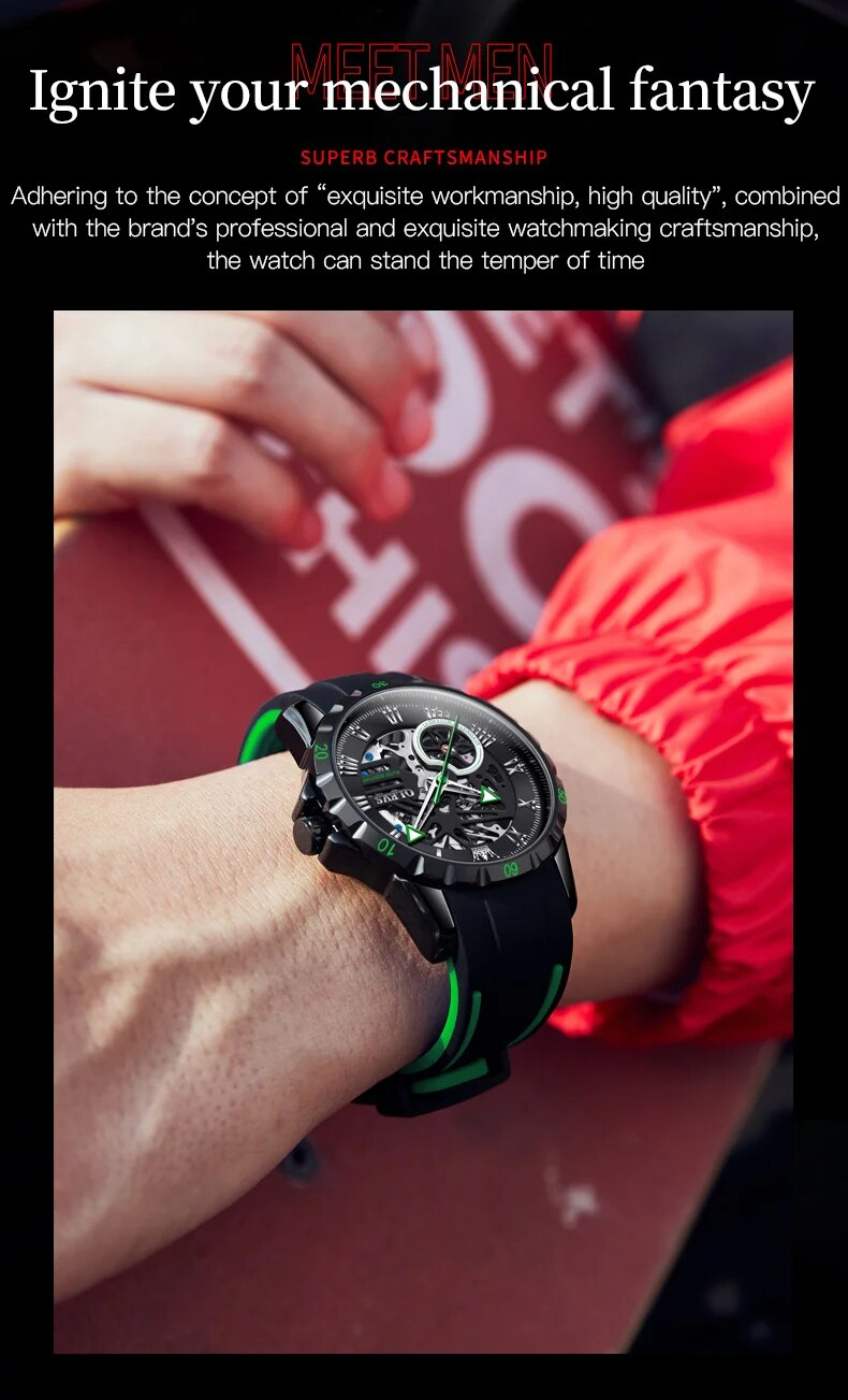 Orologi da uomo Scava fuori orologio meccanico automatico sportivo per uomo cinturino in silicone impermeabile moda stile hip hop_voghion.com